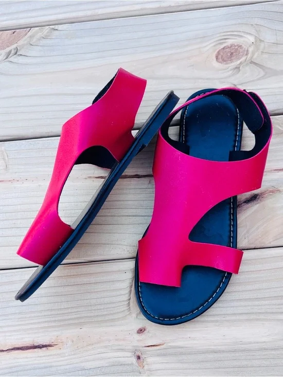 Red cut out Open-Toe slip on Sandals size 8 - Picture 2 of 3